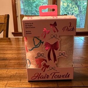 2 Pack Hair Towels with Bow Design